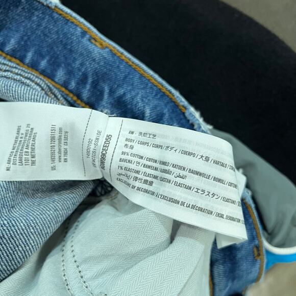Abercrombie & Fitch The Mom Short Mid Rise Curve Love Blue Sz 28 - Picture 5 of 7